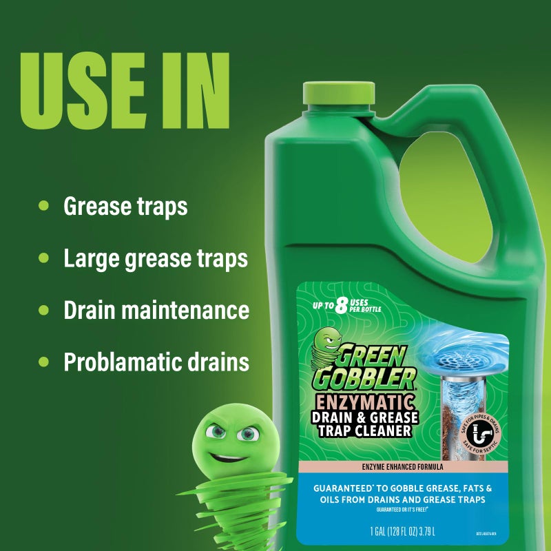 Green Gobbler Enzyme Drain Cleaner | Controls Foul Odors & Breaks Down Grease, Paper, Fat & Oil in Sewer Lines, Septic Tanks & Grease Traps | 1 Gallon - Image 3